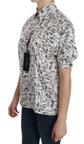 Dolce & Gabbana White Musical Instrument Collared Blouse  Shirt