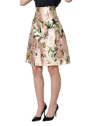 Dolce & Gabbana Pink Lilium High Waist Knee Length Skirt
