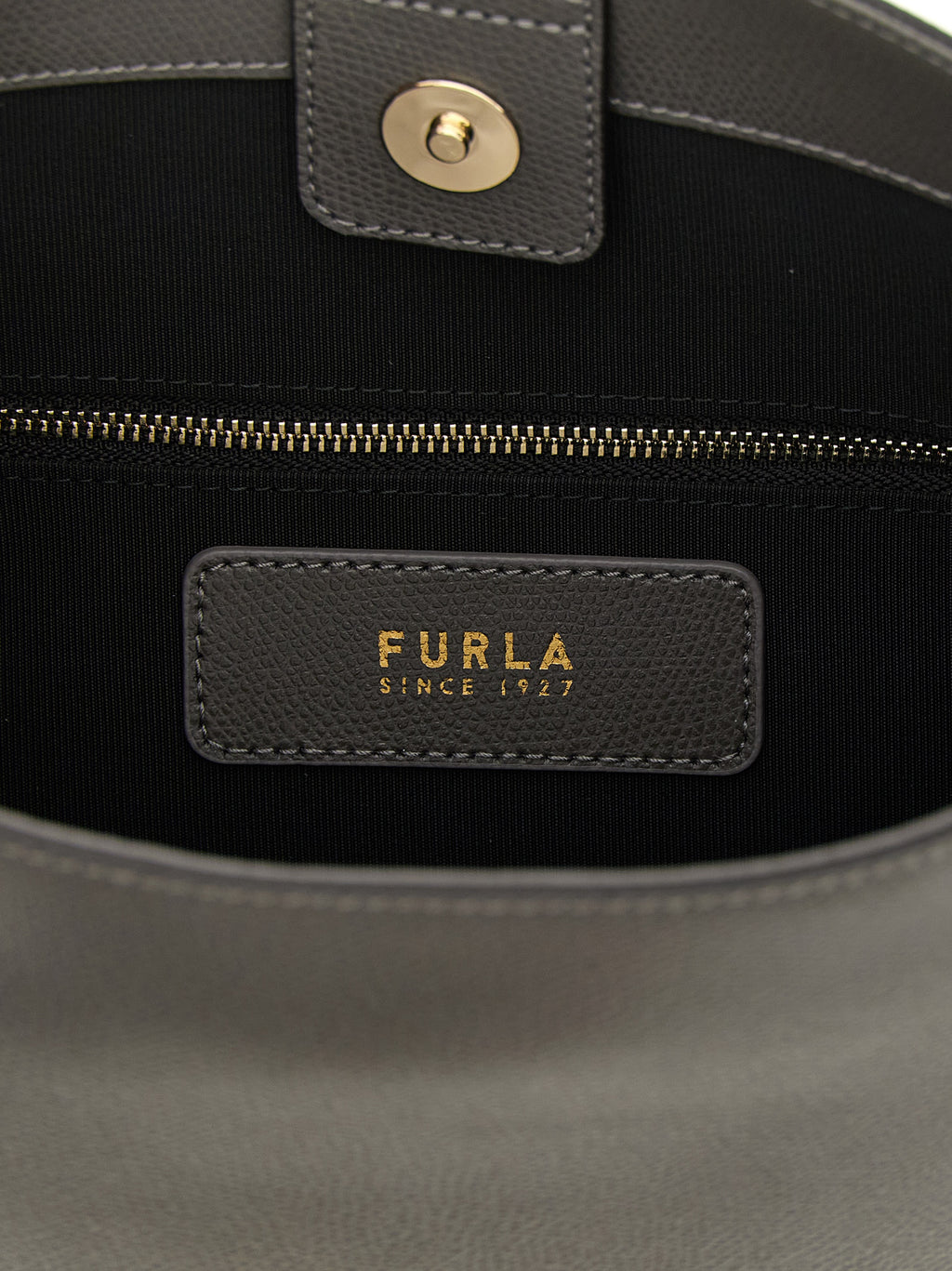 Furla Gray Calfskin Shoulder Bag