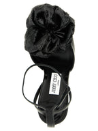 Jimmy Choo Black Leather Stiletto Heel Sandals