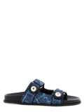 Jimmy Choo Blue Tencel Slides