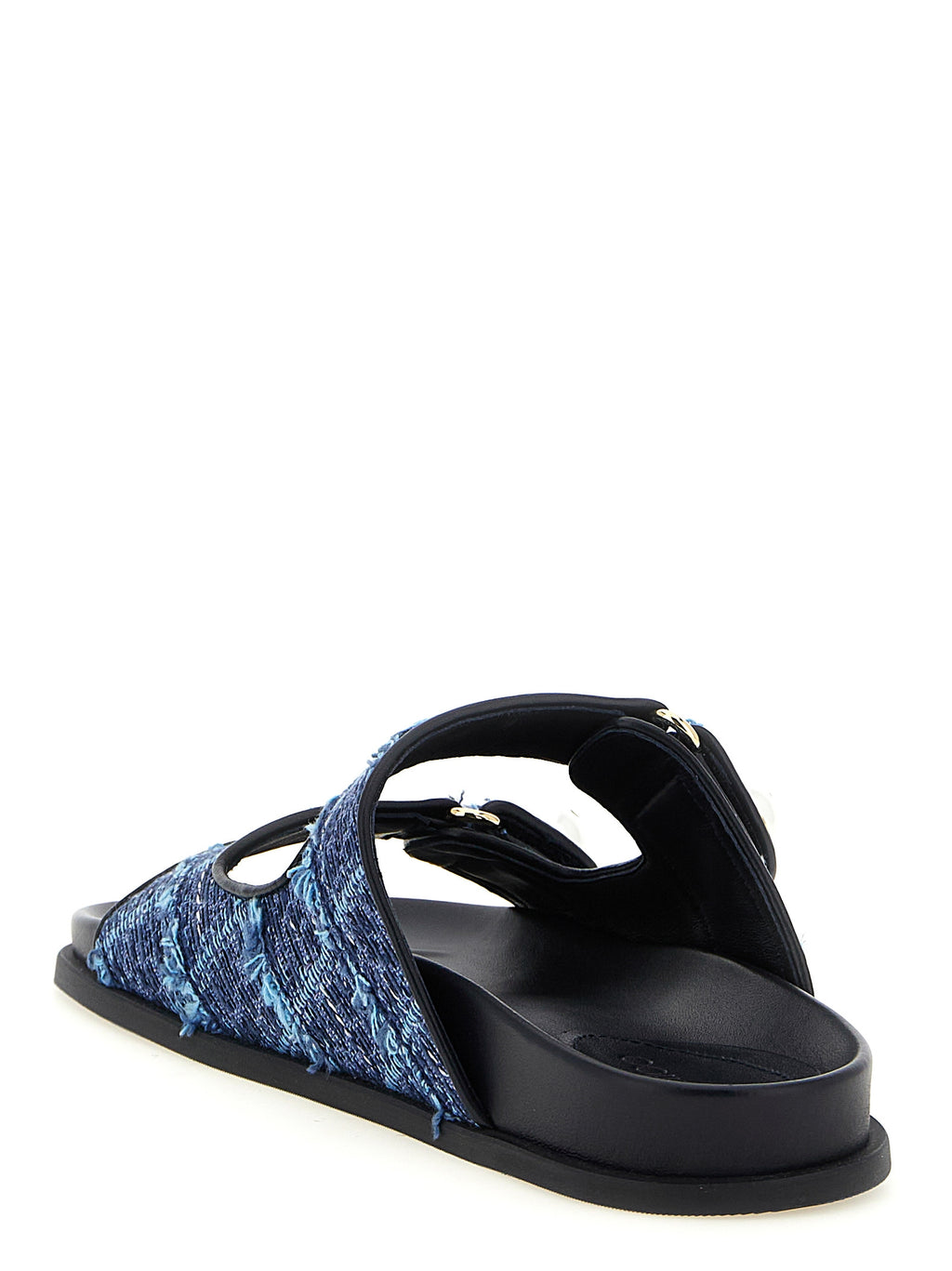 Jimmy Choo Blue Tencel Slides