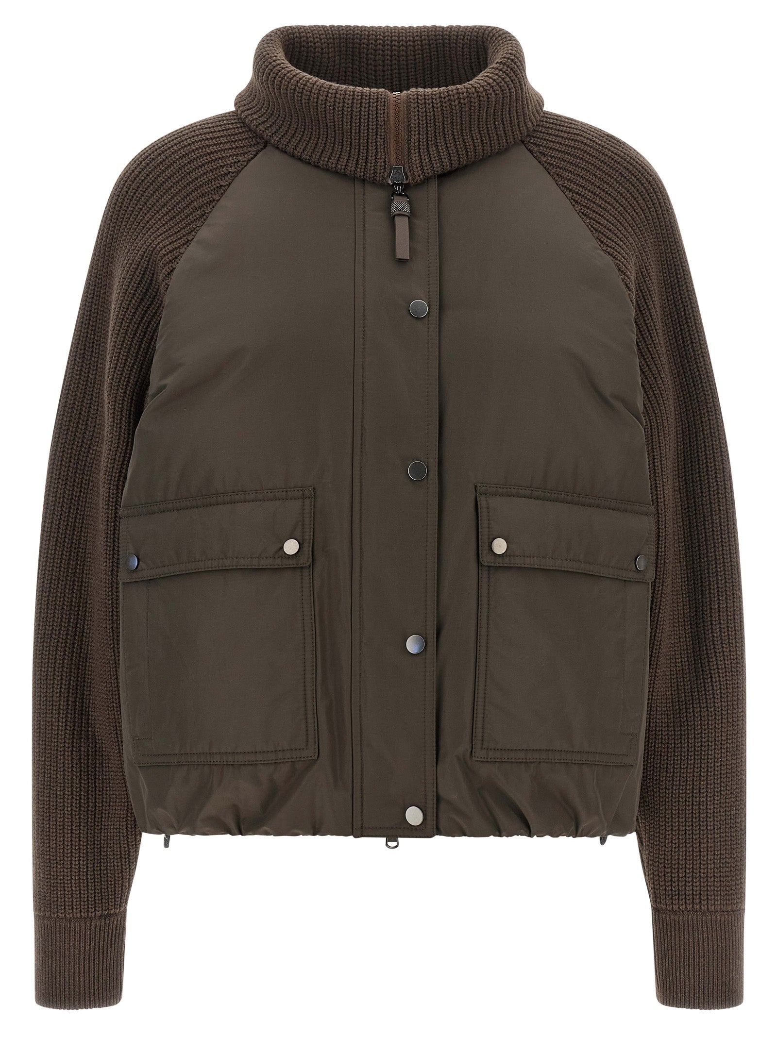 Brunello Cucinelli Brown Cotton Full-Length Jacket