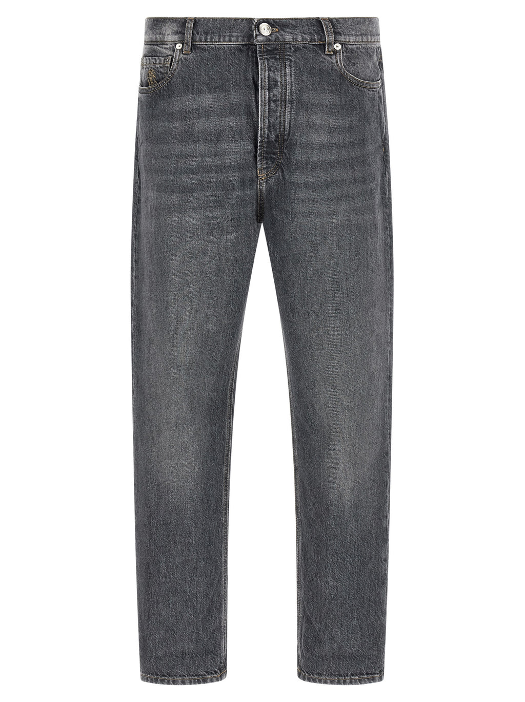 Brunello Cucinelli Gray Cotton Straight-Leg Jeans