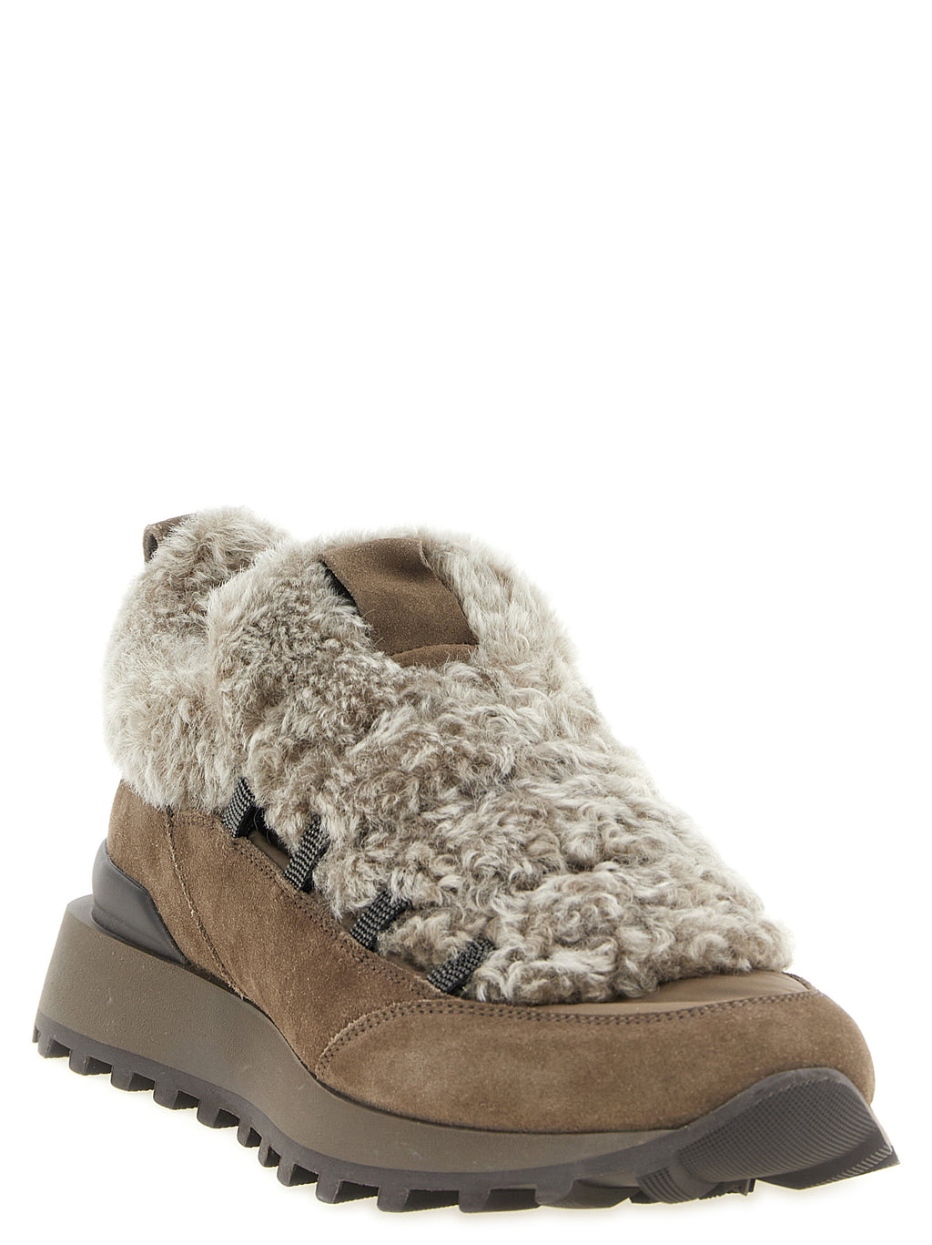 Brunello Cucinelli Brown Calfskin Chunky Sneakers
