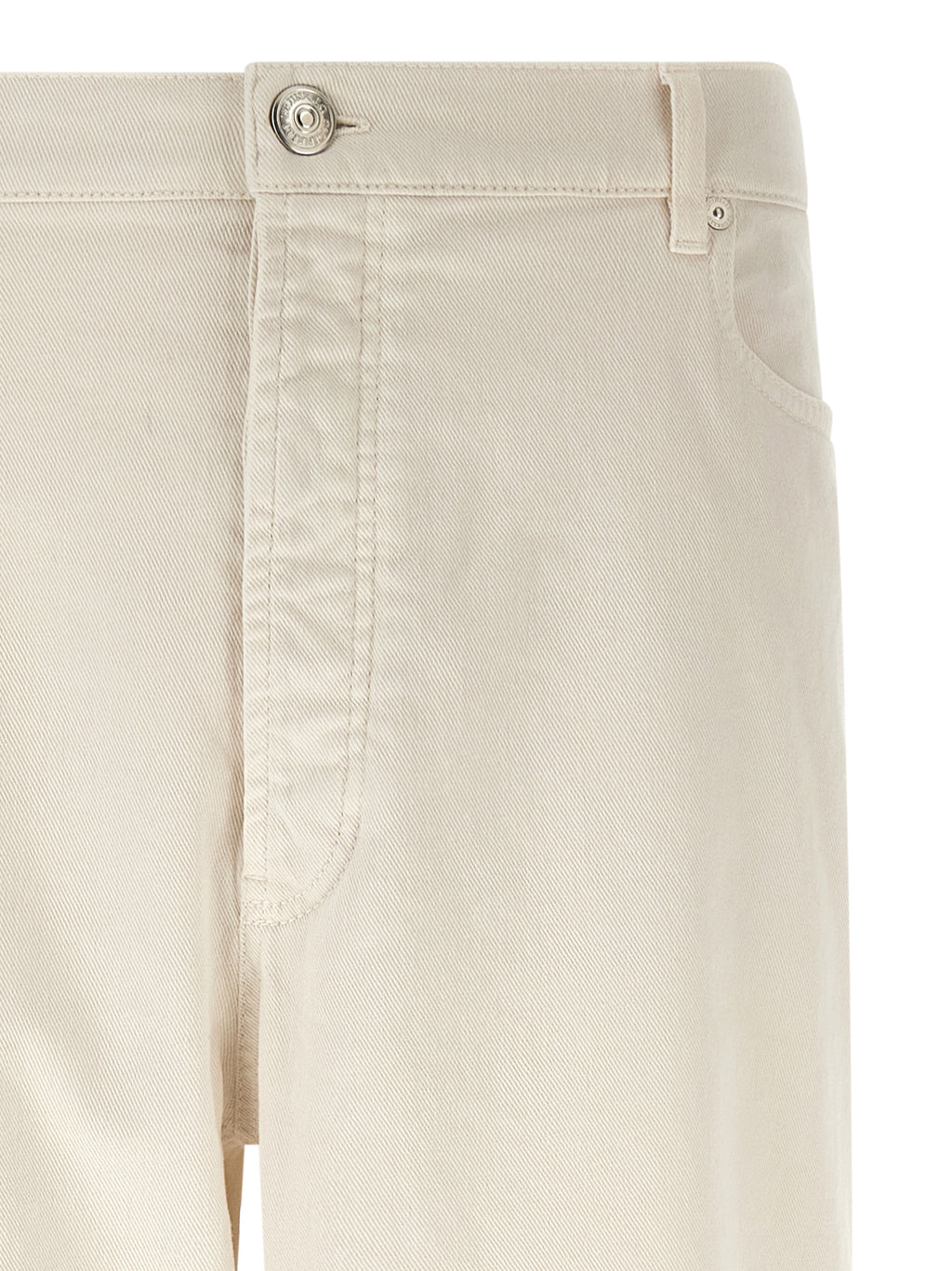 Brunello Cucinelli White Cotton Relaxed Fit Jeans