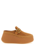 Chloé Beige Calfskin Wedge Sandals