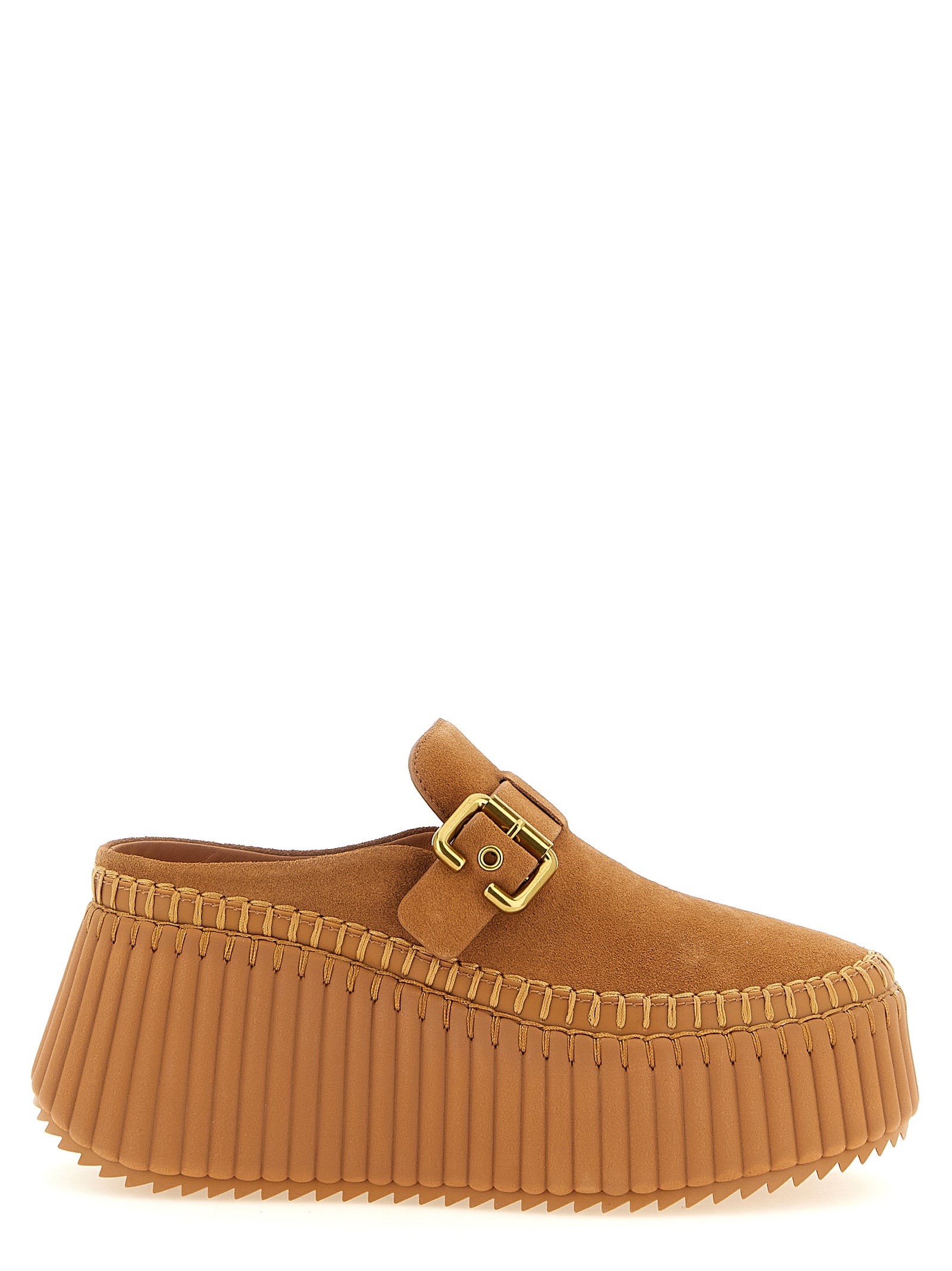 Chloé Beige Calfskin Wedge Sandals