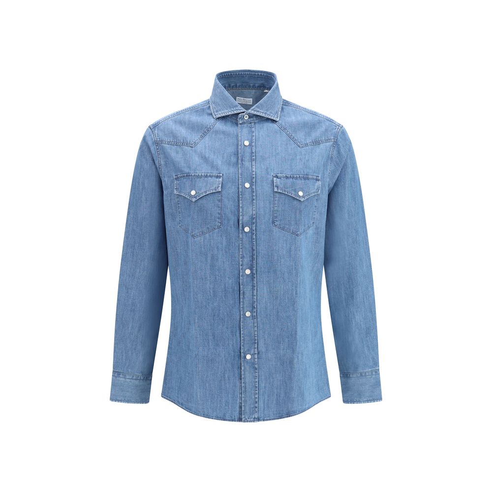 Brunello Cucinelli Blue Denim Shirt