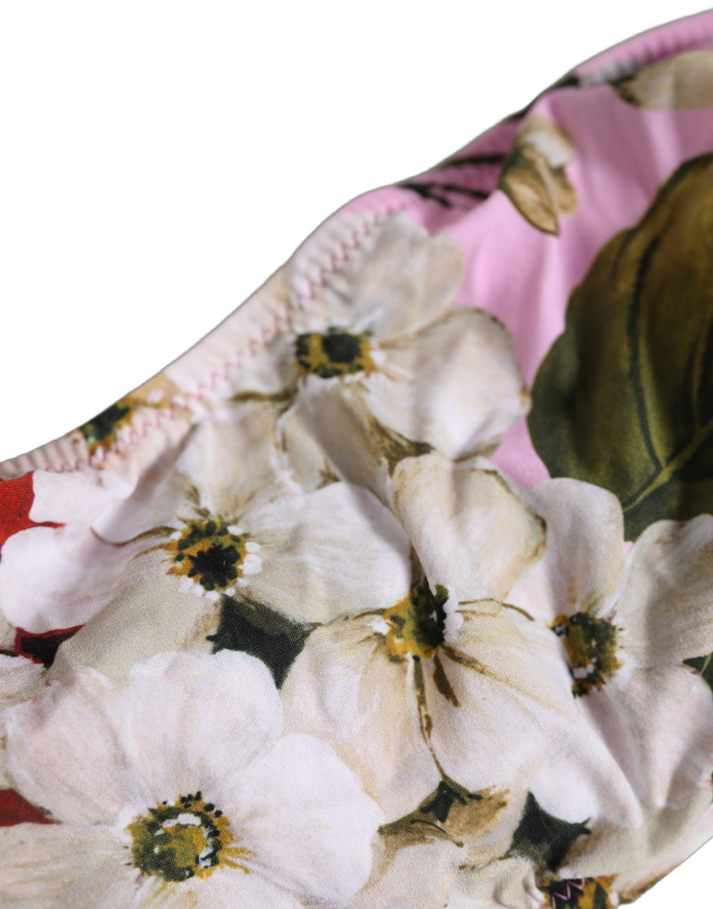 Dolce & Gabbana Pink Floral Print Bandeau Beachwear Bikini Top