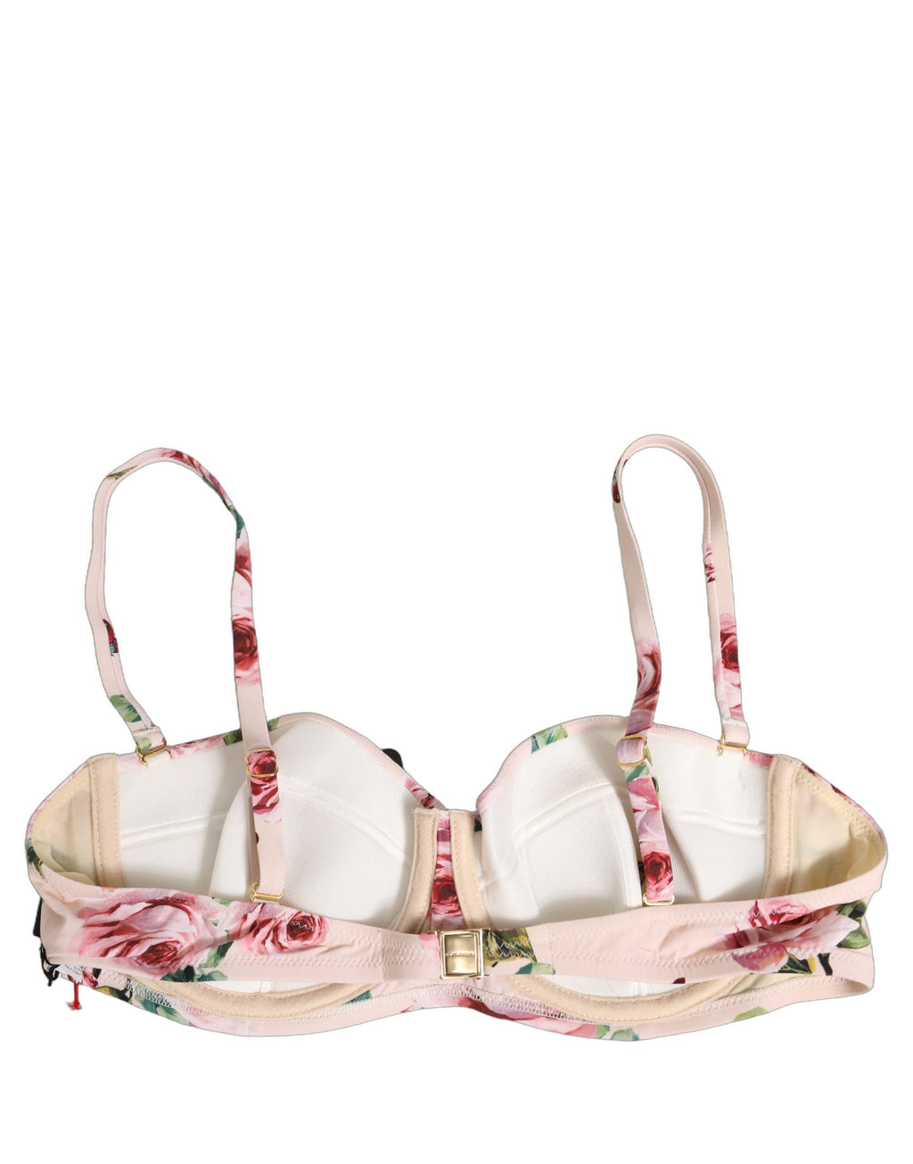 Dolce & Gabbana Pink Floral Print Underwire Beachwear Bikini Top