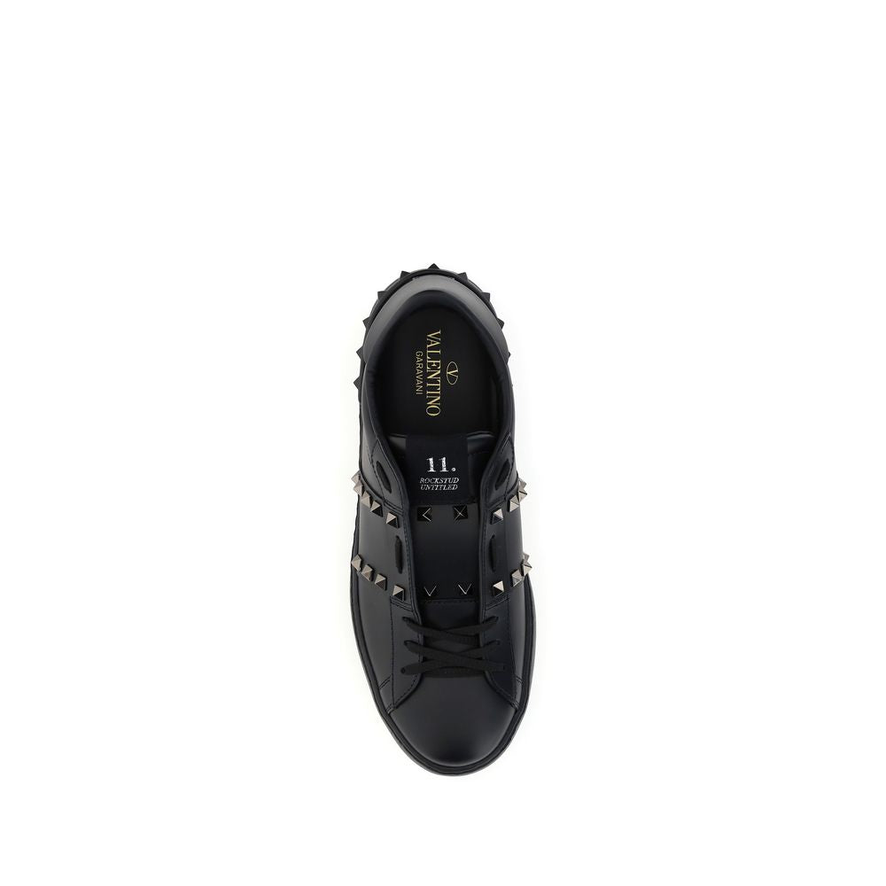 Valentino Garavani Black Calf Leather Bos Taurus Sneakers