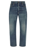 Saint Laurent Blue Cotton Straight-Leg Jeans