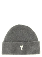 Ami Paris Gray Alpaca Leather Beanie