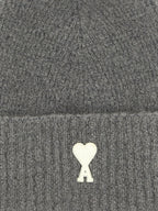 Ami Paris Gray Alpaca Leather Beanie
