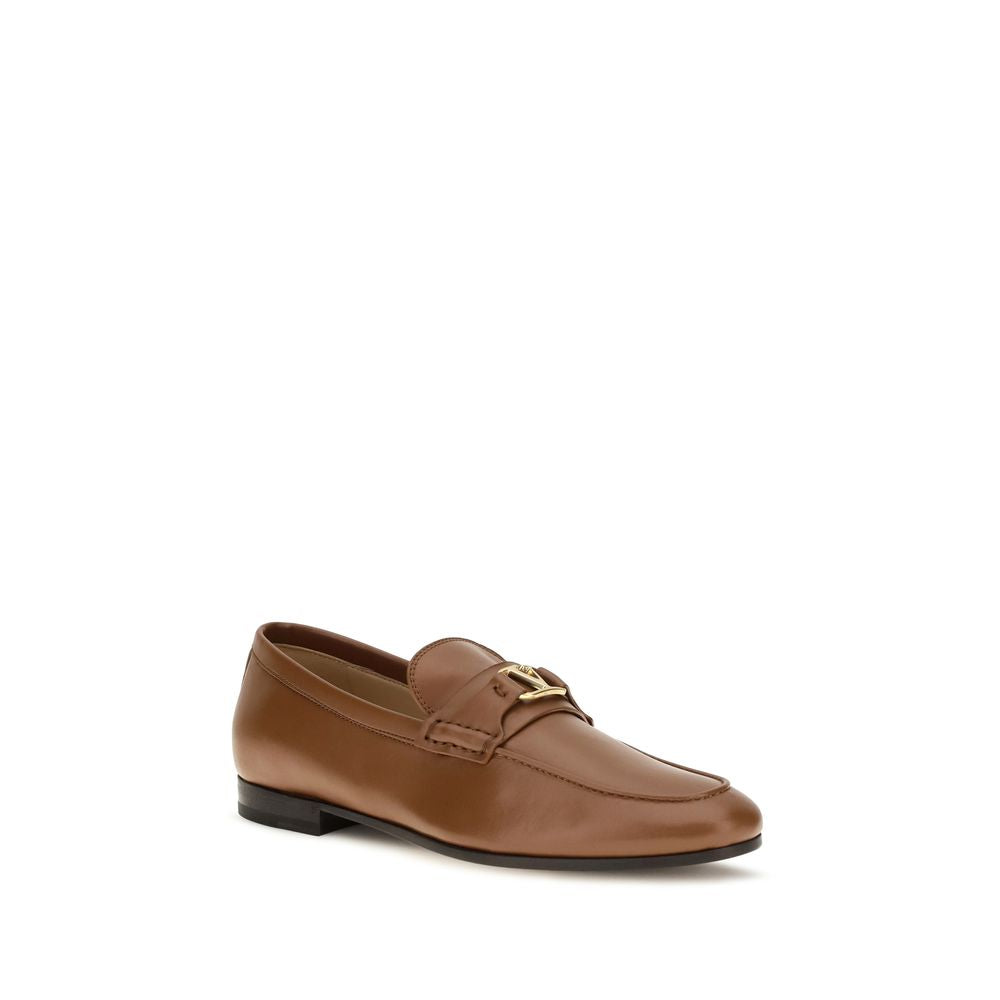 Valentino Garavani Brown Calf Leather Bos Taurus Slip-On Loafers