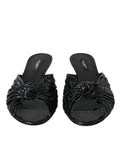 Dolce & Gabbana Black Exotic Leather Heels Slides Shoes