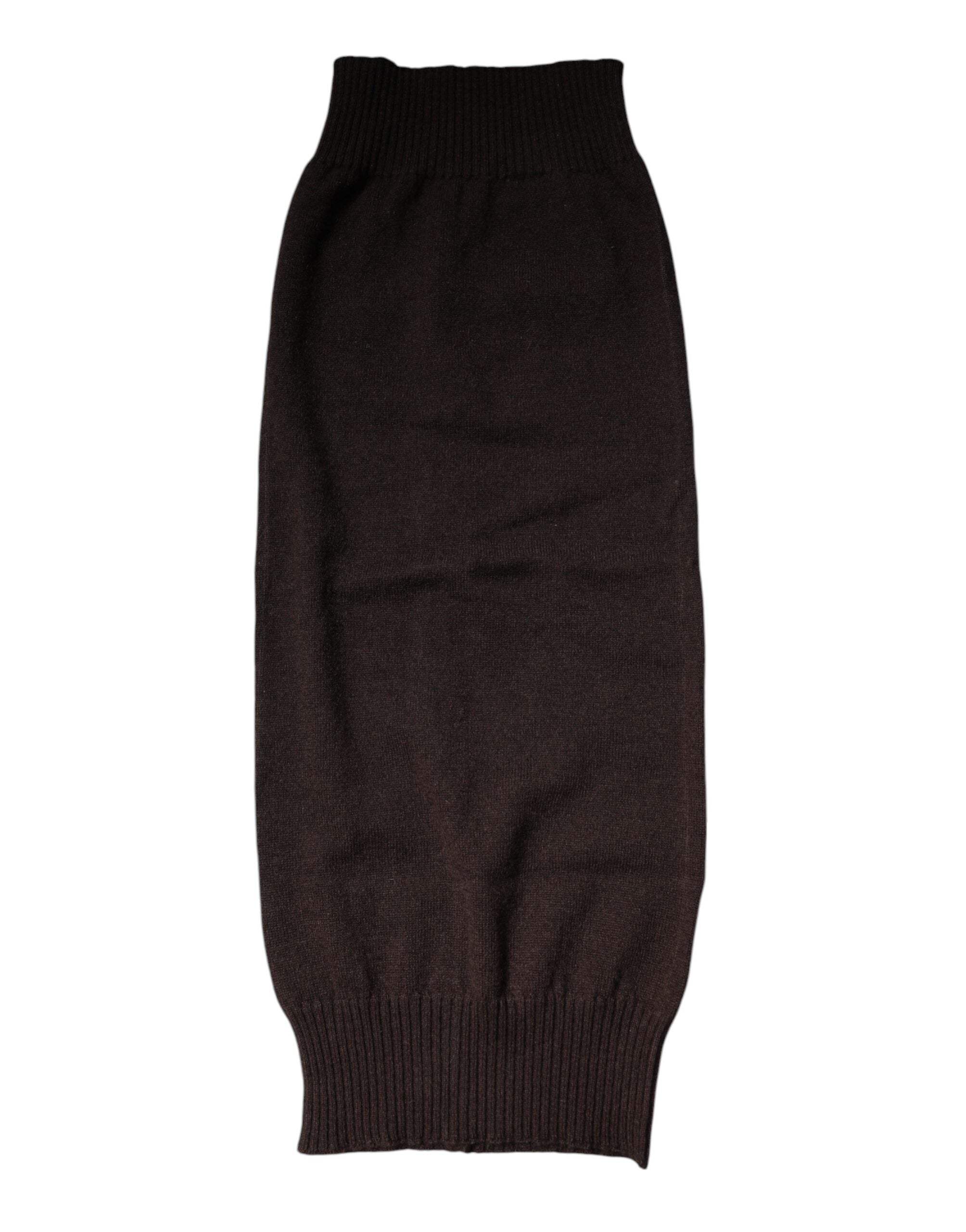 Dolce & Gabbana Brown Cashmere Knitted Neck Warmer Foulard Scarf