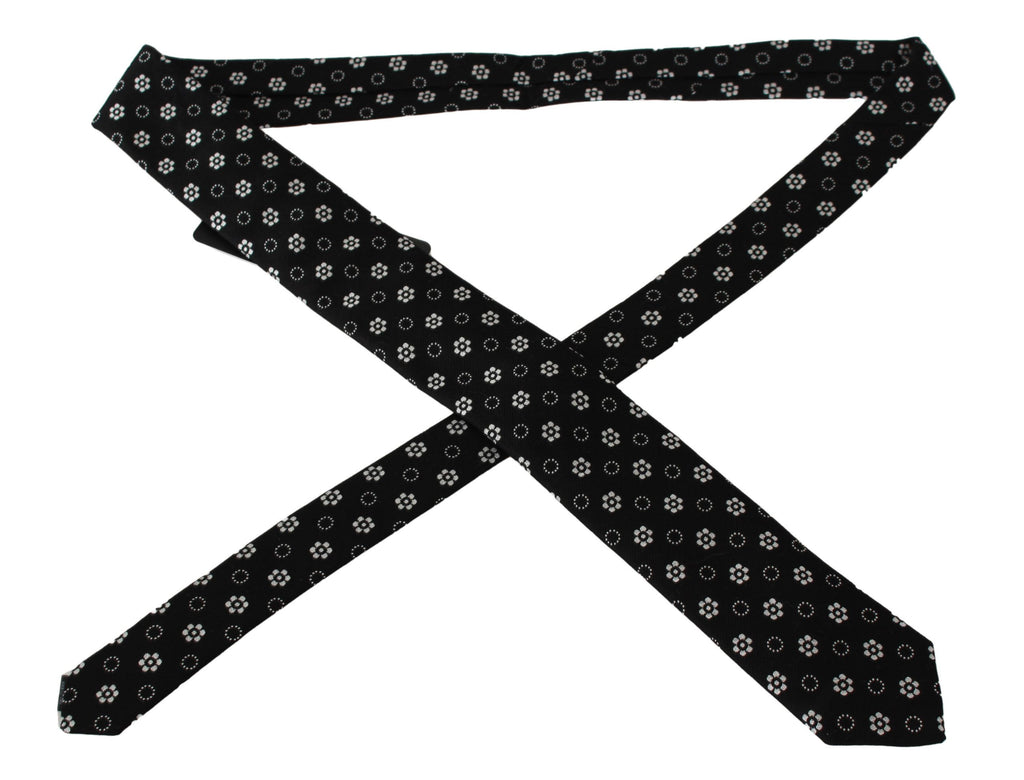 Dolce & Gabbana Black 100% Silk Floral Print Print Classic Tie