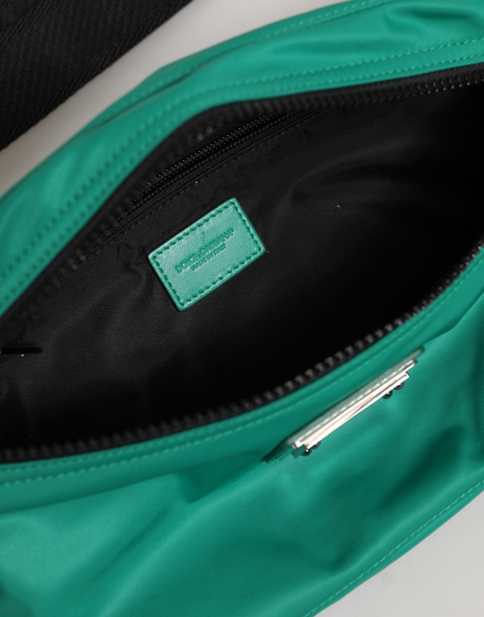 Dolce & Gabbana Green Logo Plaque Nylon Waist Fanny Pack Men's Borse Bag